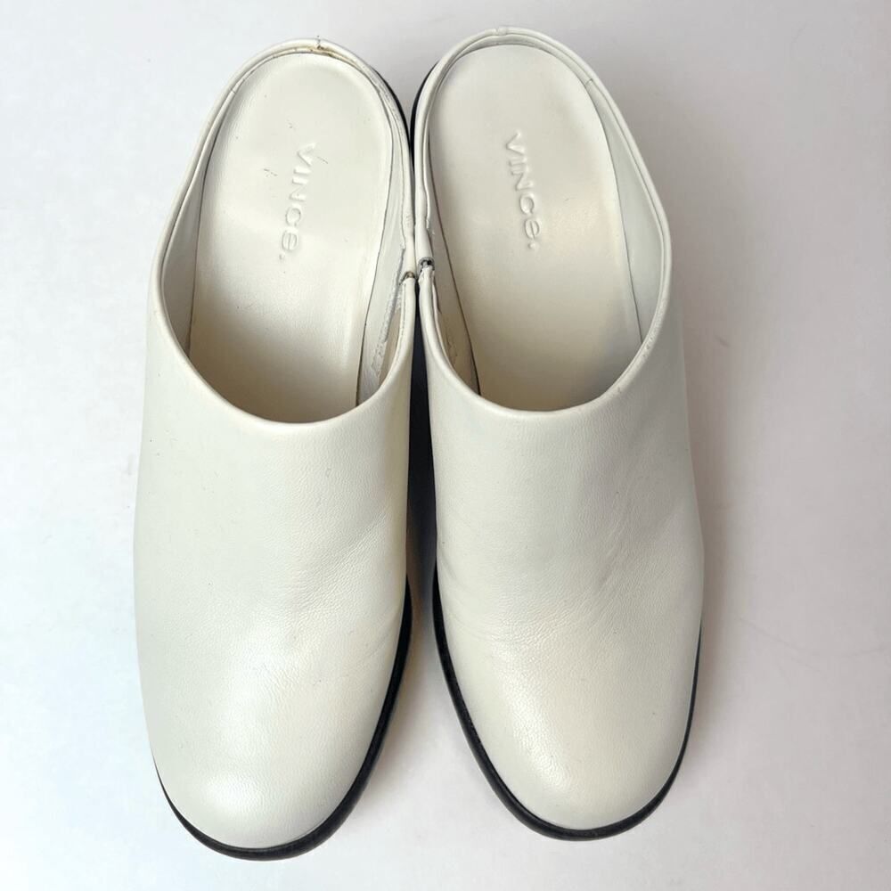 Vince Navina Leather Mule Clogs Milk White Sz 8 - Picture 4 of 11